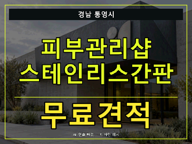 경남 통영시 피부관리샵 스테인리스간판 무료견적 안내 썸네일 · AI 연출 배경