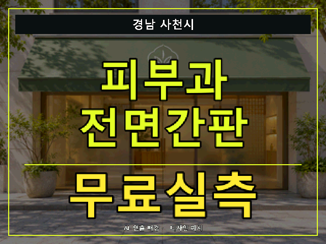 경남 사천시 피부과 전면간판 무료실측 안내 썸네일 · AI 연출 배경