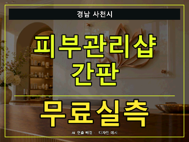 경남 사천시 피부관리샵 간판 무료실측 안내 썸네일 · AI 연출 배경