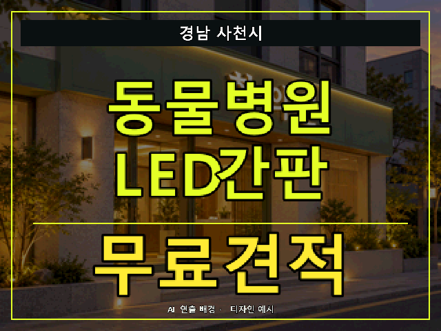 경남 사천시 동물병원 LED간판 무료견적 안내 썸네일 · AI 연출 배경