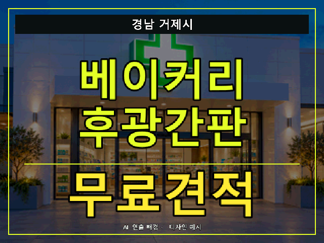 경남 거제시 베이커리 후광간판 무료견적 안내 썸네일 · AI 연출 배경