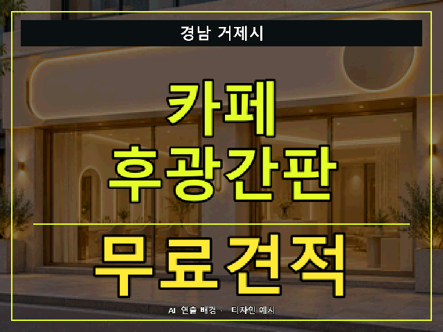 경남 거제시 카페 후광간판 무료견적 안내 썸네일 · AI 연출 배경