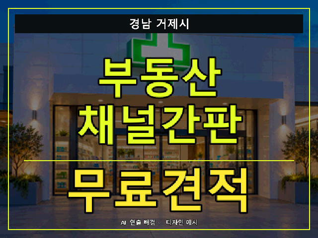 경남 거제시 부동산 채널간판 무료견적 안내 썸네일 · AI 연출 배경
