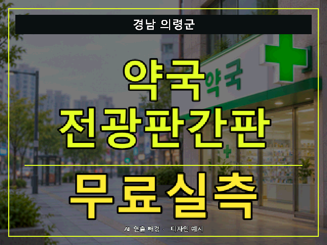 경남 의령군 약국 전광판간판 무료실측 안내 썸네일 · AI 연출 배경