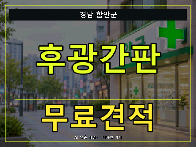 경남 함안군 후광간판 무료견적 안내 썸네일 · AI 연출 배경