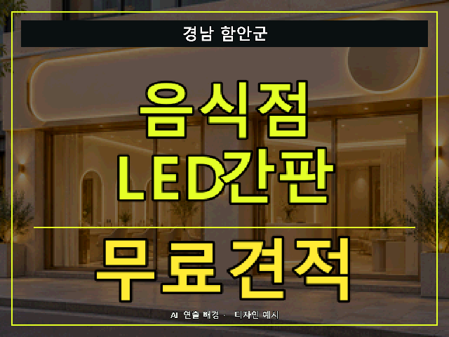 경남 함안군 음식점 LED간판 무료견적 안내 썸네일 · AI 연출 배경