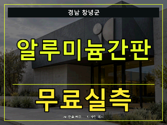 경남 창녕군 알루미늄간판 무료실측 안내 썸네일 · AI 연출 배경