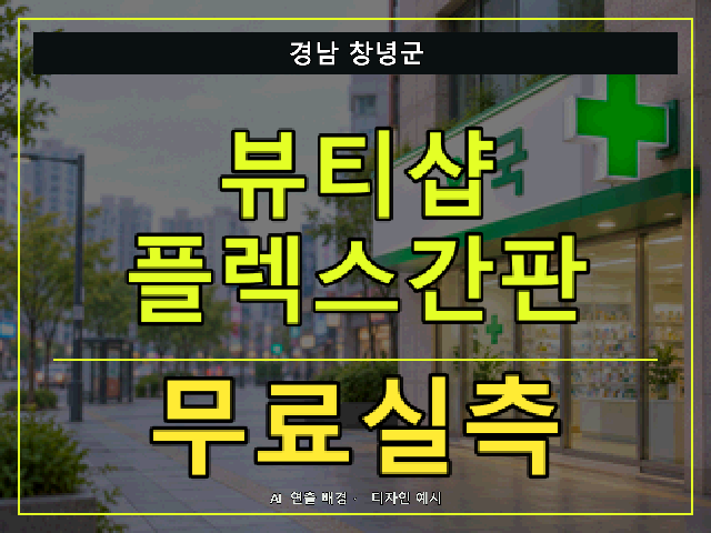 경남 창녕군 뷰티샵 플렉스간판 무료실측 안내 썸네일 · AI 연출 배경