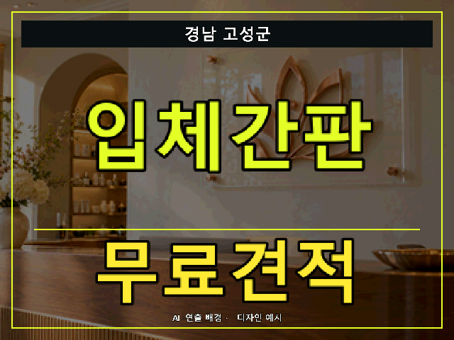 경남 고성군 입체간판 무료견적 안내 썸네일 · AI 연출 배경
