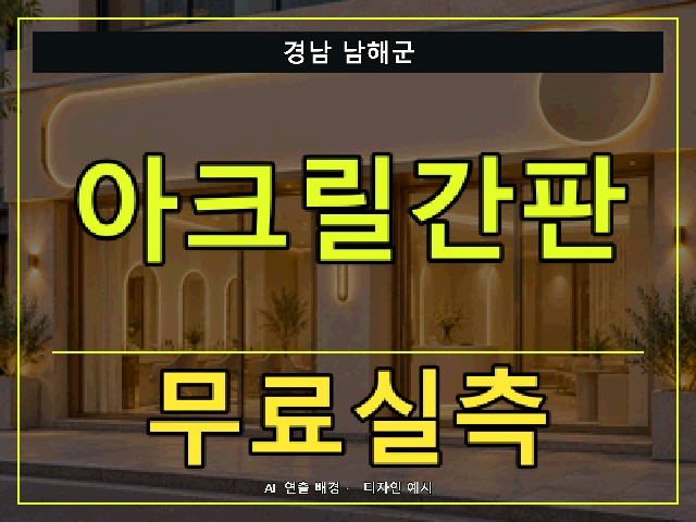 경남 남해군 아크릴간판 무료실측 안내 썸네일 · AI 연출 배경