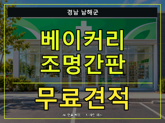 경남 남해군 베이커리 조명간판 무료견적 안내 썸네일 · AI 연출 배경