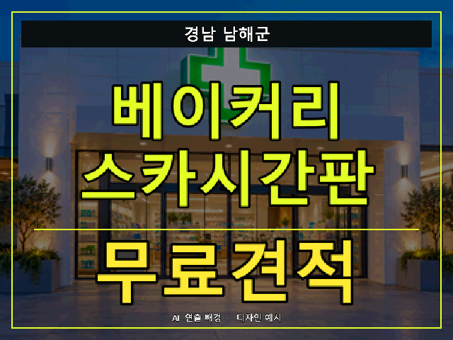 경남 남해군 베이커리 스카시간판 무료견적 안내 썸네일 · AI 연출 배경