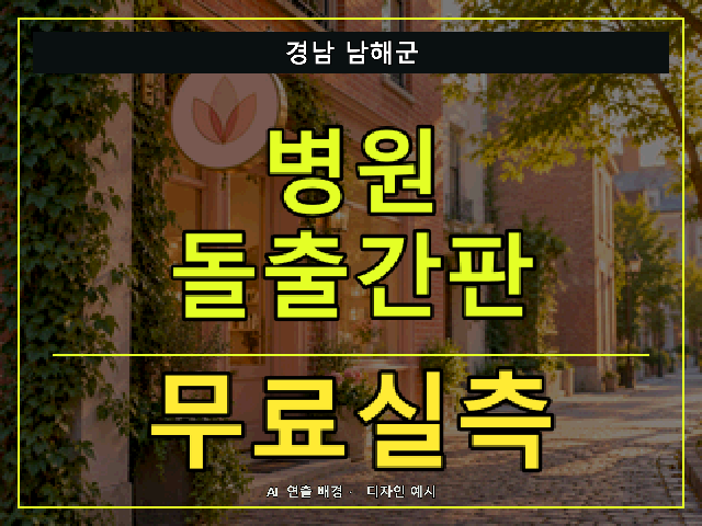 경남 남해군 병원 돌출간판 무료실측 안내 썸네일 · AI 연출 배경