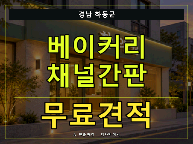 경남 하동군 베이커리 채널간판 무료견적 안내 썸네일 · AI 연출 배경