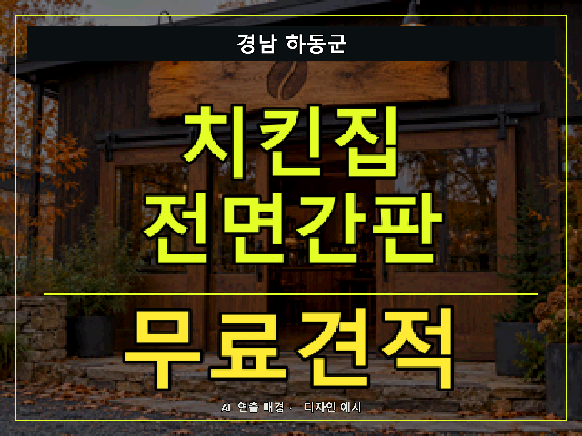 경남 하동군 치킨집 전면간판 무료견적 안내 썸네일 · AI 연출 배경