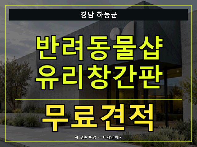 경남 하동군 반려동물샵 유리창간판 무료견적 안내 썸네일 · AI 연출 배경