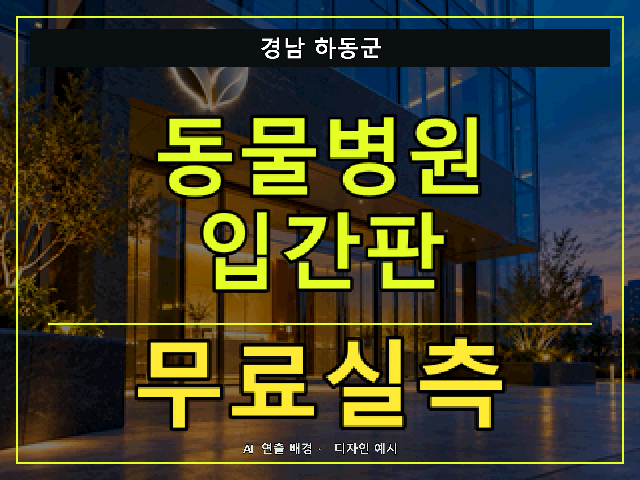 경남 하동군 동물병원 입간판 무료실측 안내 썸네일 · AI 연출 배경
