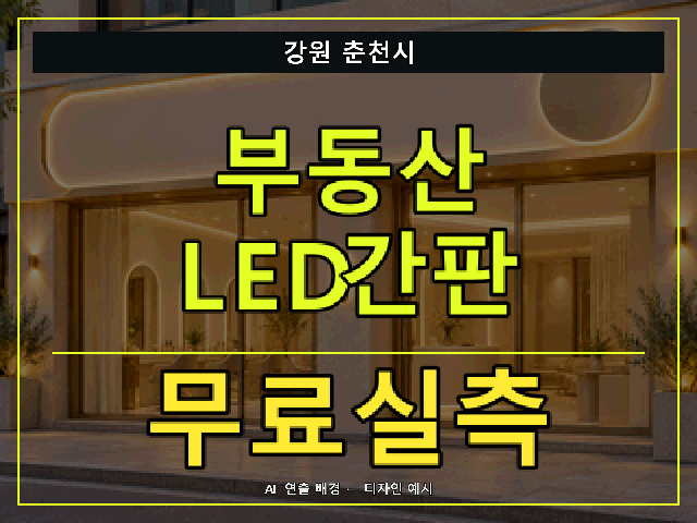강원 춘천시 부동산 LED간판 무료실측 안내 썸네일 · AI 연출 배경