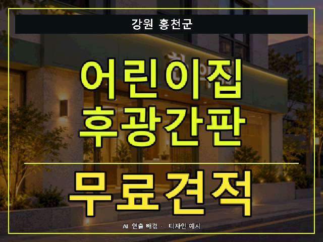 강원 홍천군 어린이집 후광간판 무료견적 안내 썸네일 · AI 연출 배경