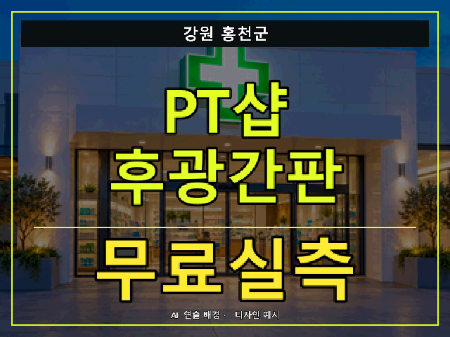 강원 홍천군 PT샵 후광간판 무료실측 안내 썸네일 · AI 연출 배경