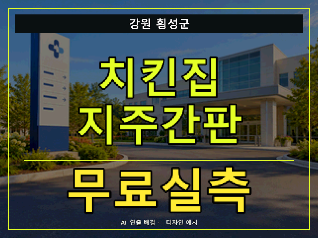 강원 횡성군 치킨집 지주간판 무료실측 안내 썸네일 · AI 연출 배경