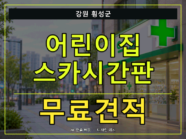 강원 횡성군 어린이집 스카시간판 무료견적 안내 썸네일 · AI 연출 배경