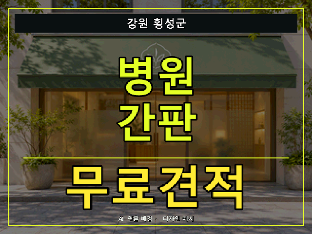 강원 횡성군 병원 간판 무료견적 안내 썸네일 · AI 연출 배경