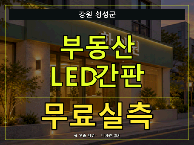 강원 횡성군 부동산 LED간판 무료실측 안내 썸네일 · AI 연출 배경