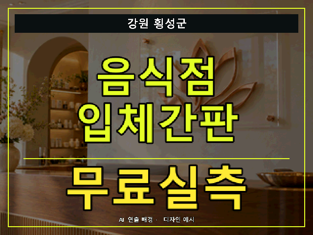 강원 횡성군 음식점 입체간판 무료실측 안내 썸네일 · AI 연출 배경