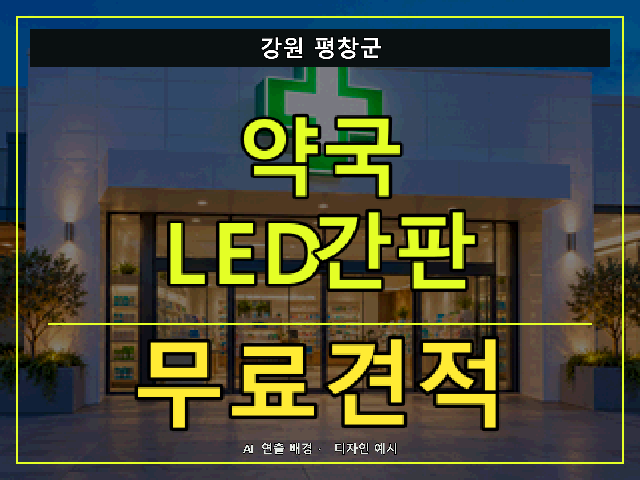 강원 평창군 약국 LED간판 무료견적 안내 썸네일 · AI 연출 배경