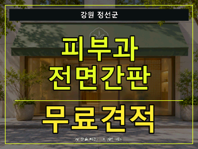 강원 정선군 피부과 전면간판 무료견적 안내 썸네일 · AI 연출 배경