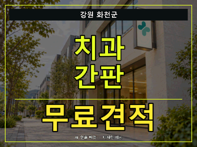 강원 화천군 치과 간판 무료견적 안내 썸네일 · AI 연출 배경