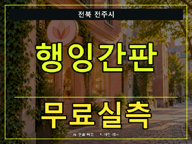전북 전주시 행잉간판 무료실측 안내 썸네일 · AI 연출 배경