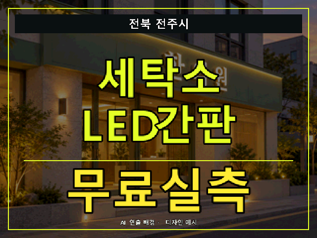전북 전주시 세탁소 LED간판 무료실측 안내 썸네일 · AI 연출 배경