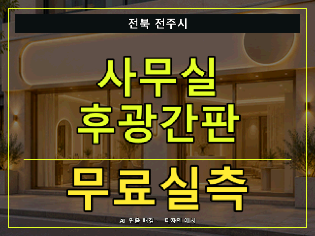 전북 전주시 사무실 후광간판 무료실측 안내 썸네일 · AI 연출 배경