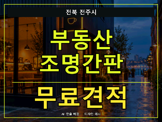 전북 전주시 부동산 조명간판 무료견적 안내 썸네일 · AI 연출 배경
