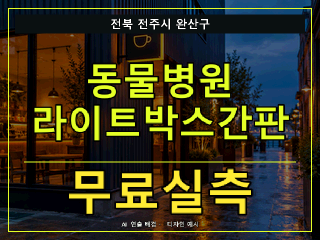 전북 전주시 완산구 동물병원 라이트박스간판 무료실측 안내 썸네일 · AI 연출 배경