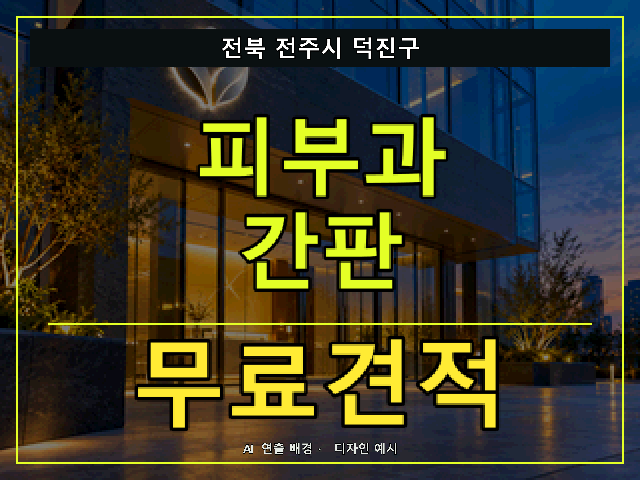 전북 전주시 덕진구 피부과 간판 무료견적 안내 썸네일 · AI 연출 배경