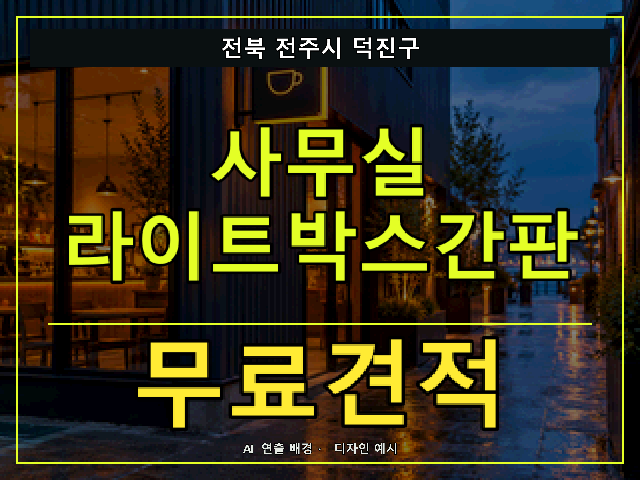전북 전주시 덕진구 사무실 라이트박스간판 무료견적 안내 썸네일 · AI 연출 배경