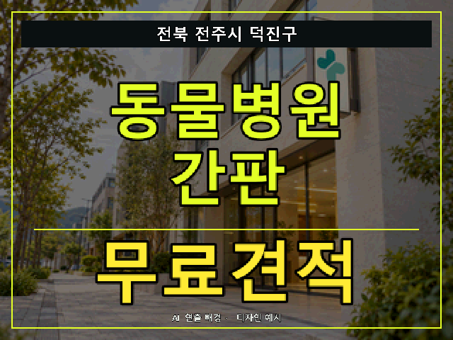 전북 전주시 덕진구 동물병원 간판 무료견적 안내 썸네일 · AI 연출 배경