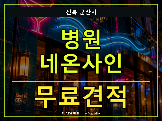 전북 군산시 병원 네온사인 무료견적 안내 썸네일 · AI 연출 배경