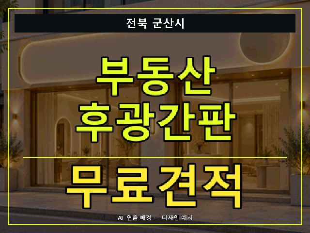 전북 군산시 부동산 후광간판 무료견적 안내 썸네일 · AI 연출 배경