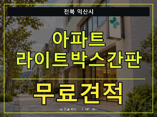 전북 익산시 아파트 라이트박스간판 무료견적 안내 썸네일 · AI 연출 배경