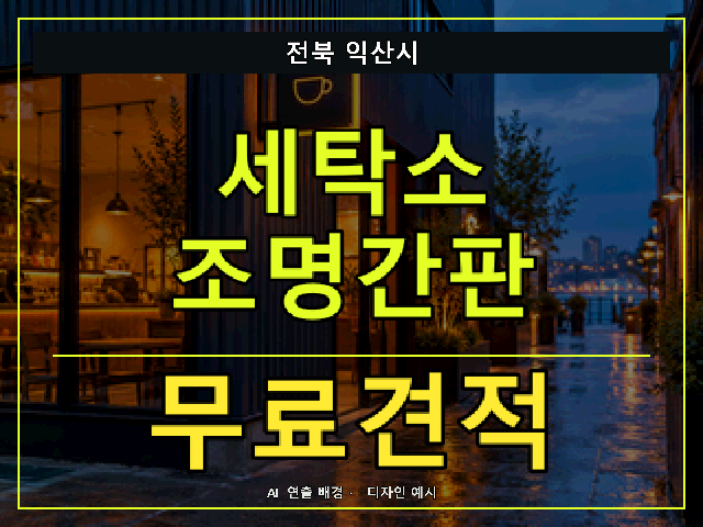 전북 익산시 세탁소 조명간판 무료견적 안내 썸네일 · AI 연출 배경