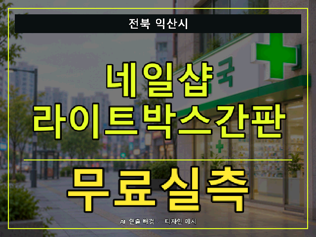 전북 익산시 네일샵 라이트박스간판 무료실측 안내 썸네일 · AI 연출 배경