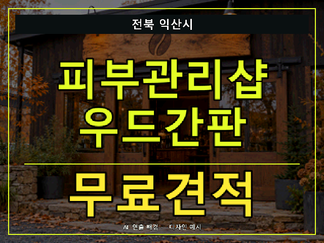 전북 익산시 피부관리샵 우드간판 무료견적 안내 썸네일 · AI 연출 배경