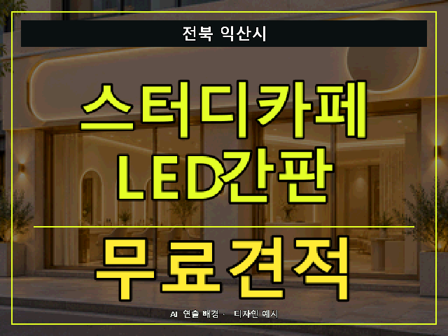 전북 익산시 스터디카페 LED간판 무료견적 안내 썸네일 · AI 연출 배경