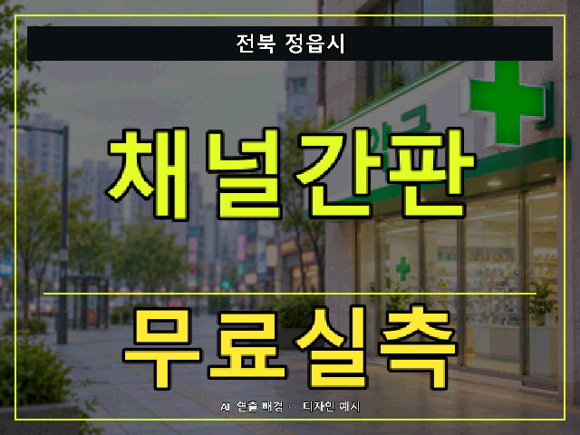 전북 정읍시 채널간판 무료실측 안내 썸네일 · AI 연출 배경