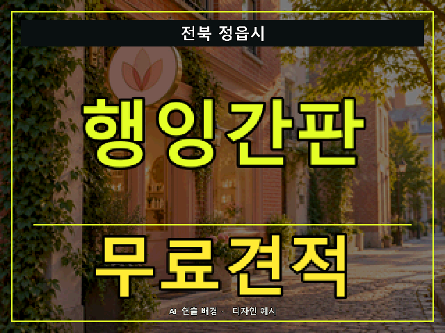 전북 정읍시 행잉간판 무료견적 안내 썸네일 · AI 연출 배경