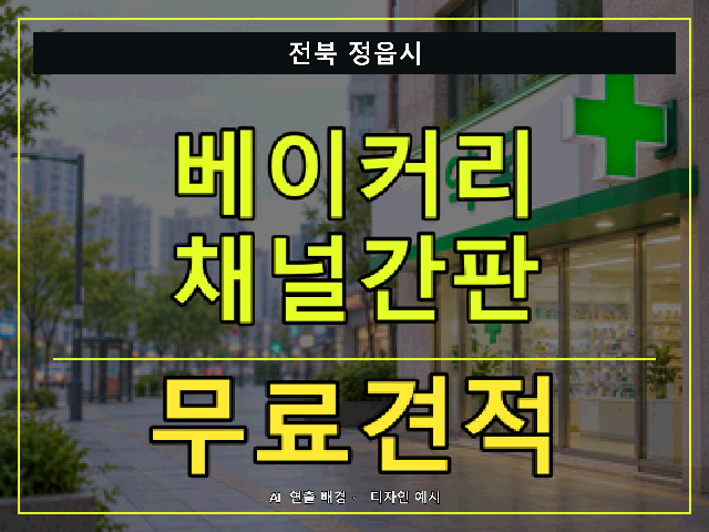 전북 정읍시 베이커리 채널간판 무료견적 안내 썸네일 · AI 연출 배경